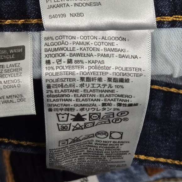 Levi's 512 Men Jeans 33X32 Dark Blue Denim Taper Fit 25" Inseam - Picture 5 of 16